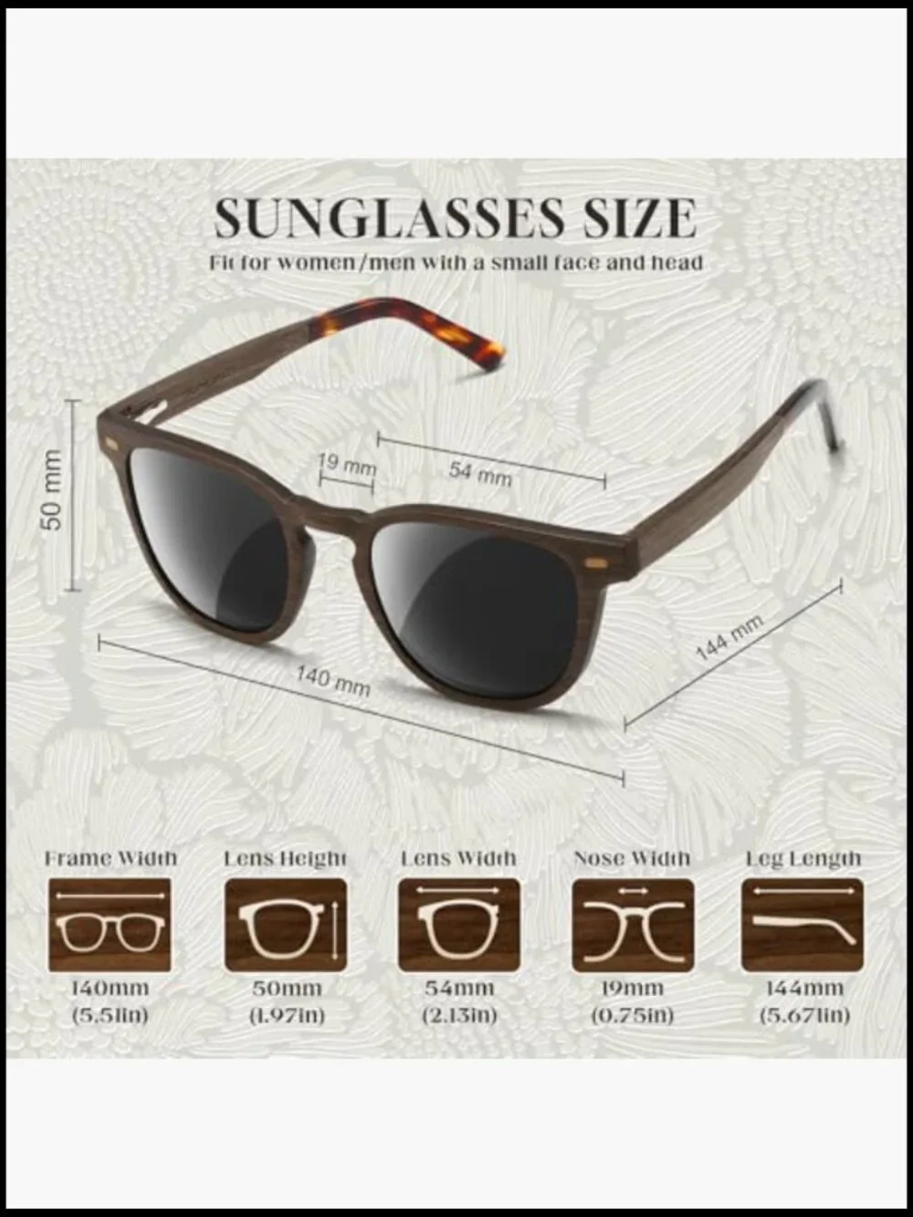 Vintage Wood Sunglasses Square Polarized UV400 Walnut Ebony Rose Wood